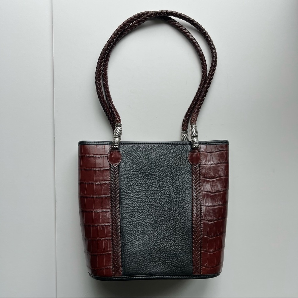 Brighton Purse - Black and Brown with Silver Hardware